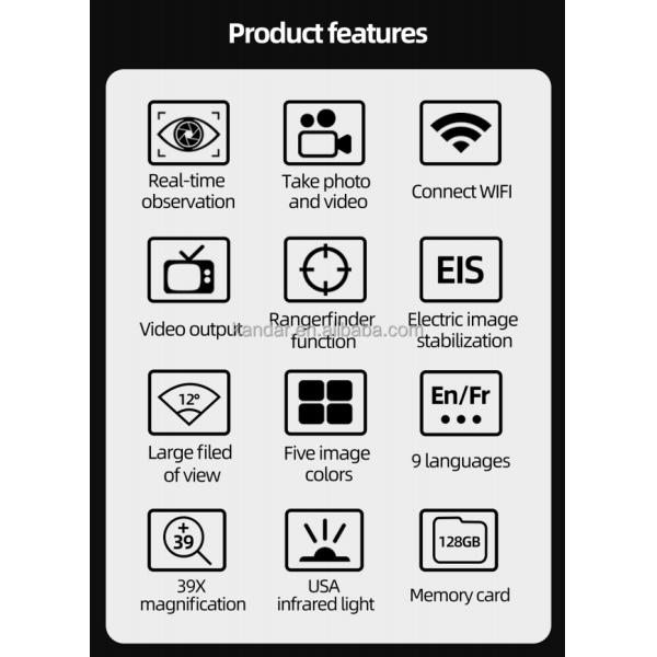 6.5-39x50 LRF QHD Digital Night Vision Binoculars with Built-in Laser Rangefinder 700m