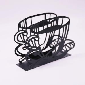 Wholesale Dinner Metal Napkin Holder Black Coffee Cup Shape Paper Napkin Holder 15 X 4 X 10cm from china suppliers