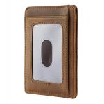 Credit Card Genuine Leather Men's Wallet with Crazy Horse Pickup Bag Minimalist