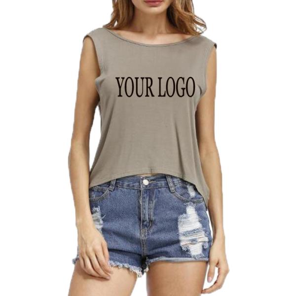 2019 High Quality Custom Printing sexy fashion blank sleeveless women t shirt