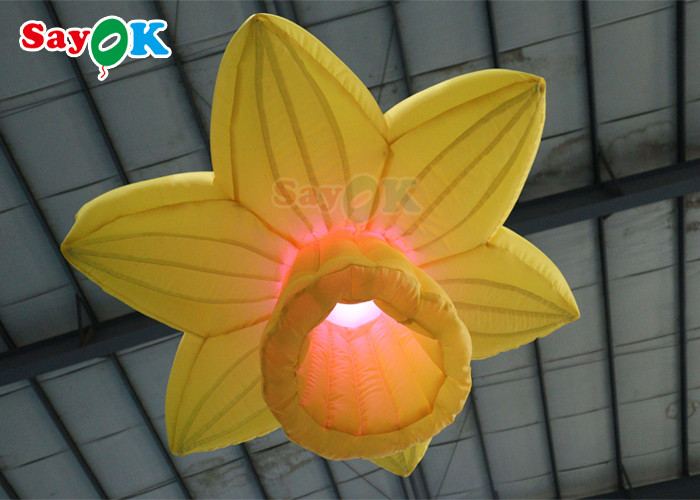 Yellow 1.0m Inflatable Lighting Decoration Hanging Rose Flowers With LED
