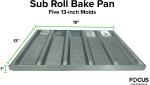 Rk Bakeware China Foodservice 902505 Sub Roll Bread Pan, 5 Molds Per Pan