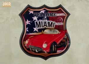 Wholesale USA Flag Wall Decor 3D Resin Car Wall Mounted Plaques Antique MDF Pub Signs from china suppliers