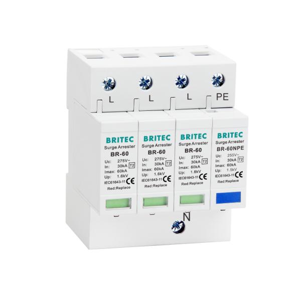 BR-60 3P+1 T2 Type 2 Surge Arrester Lightning Thunder Protector Spd surge Device