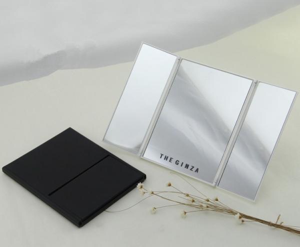 High quality plastic three folds pocket compact mirror/cosmetic mirror/makeup