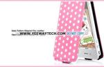 Dots Pattern Magnet Flip Leather Hard Case For iPhone 4S - Pink
