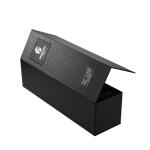Customizable Magnetic Wine Boxes Black Wine Box With Ribbon Open