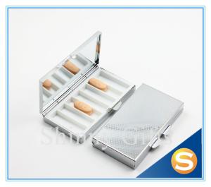 Wholesale Shinny Gifts 7days Metal Pill Box Metal storage boxes for pill OEM/ODM is available Square Shape Silver Plating from china suppliers