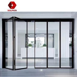 Wholesale Accordion Double Glazed Aluminium Glass Folding Doors Thermal Insulation Customized from china suppliers