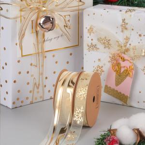 Wholesale Valentine's Day Decoration Snow Gauze Gift Cake Flower Packaging Ribbon Tie with White Gilding from china suppliers