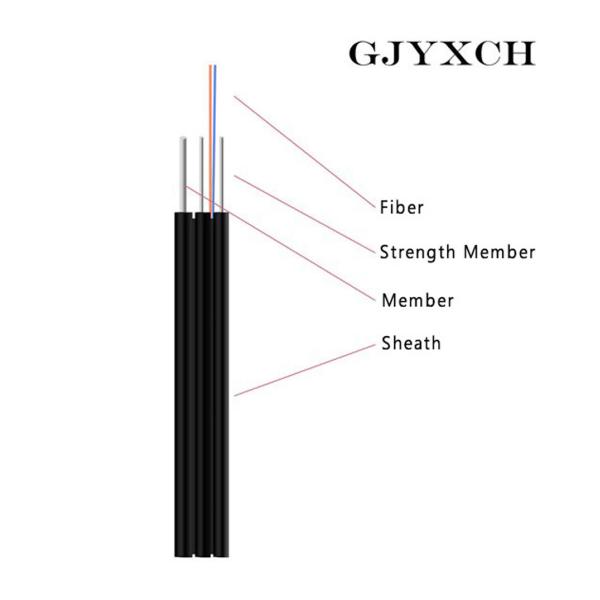 4 Hilo SM FTTH Drop Cable GJYXCH-1B6 G657A2 Outdoor Optical Fiber Drop Cable With Messenger