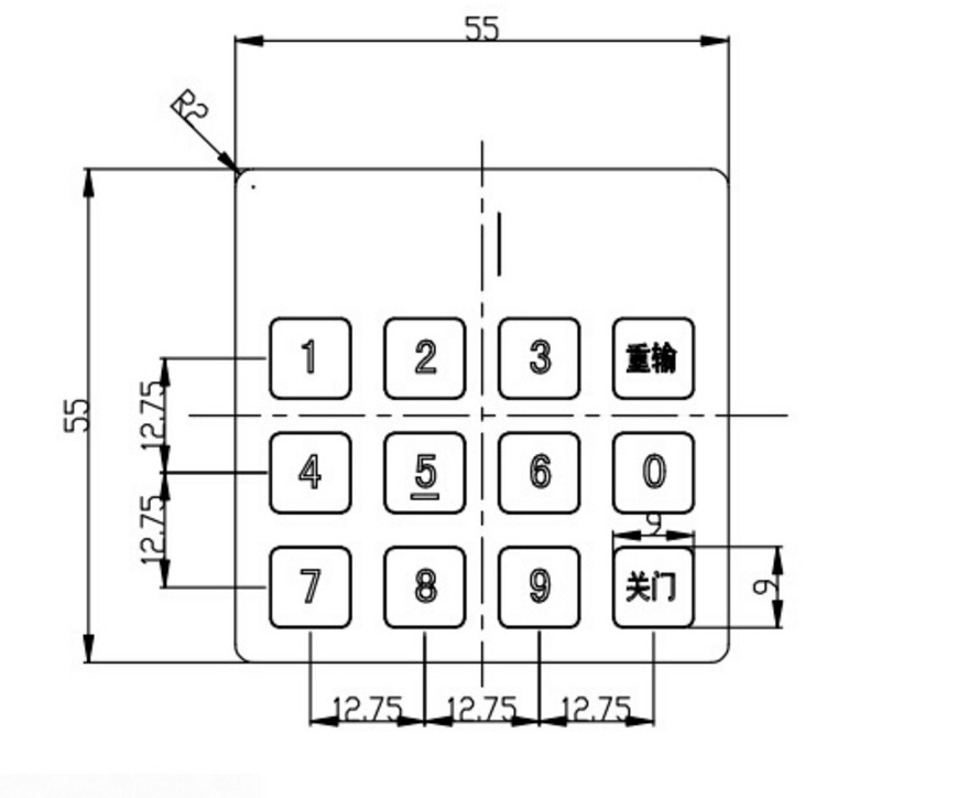 3x4 Layout 12 Button Keypad Matrix Type , Wired Numeric Keypad For Access Control