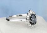 3 Carat Oval Lab Grown Moissanite Ring Dark Grey color 8×10MM size