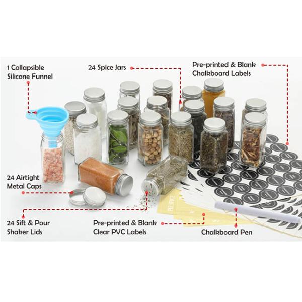 4oz 24pcs Glass Spice Seasoning Jar Set With Airtight Cap