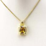 White Gold Plated 925 Silver Blue Topaz Cubic Zirconia Square Pendant Necklace