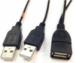 USB 2.0 A Female plug to 2 dual USB A Male jack Y splitter Hub adapter Cable