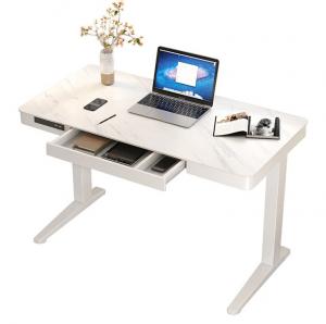 Wholesale Colored Frame Adjustable Height Desk Custom White Marbling Wooden Electric Sit and Stand Up Office Table from china suppliers