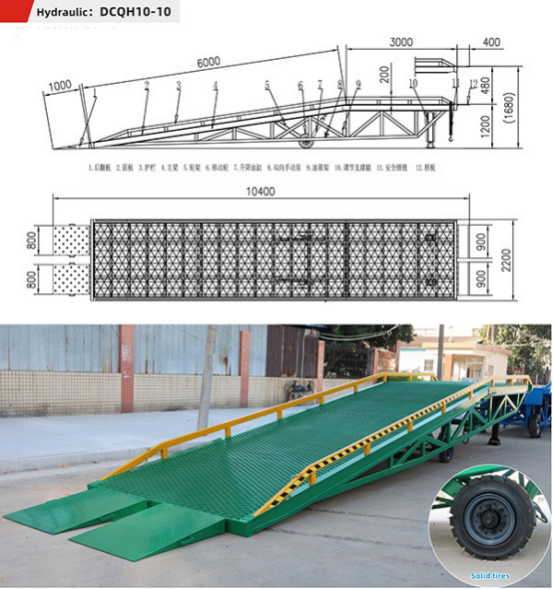Mobile Hydraulic Dock Ramp 10t Load Capacity Temporary Loading Dock for Smooth Loading Unloading & Stable Use