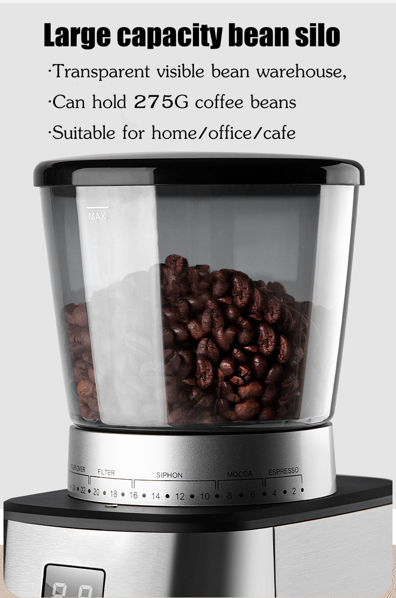 Electric Coffee Bean Grinder with 350-400rpm Grinding Speed and Conical Burr Grinders