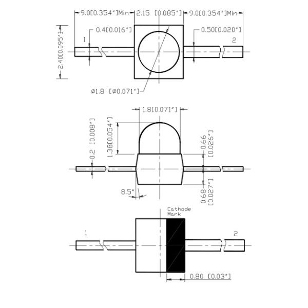 Red DC2.5v Green 60mcd Axial LED long lifespan 50000h LED diode