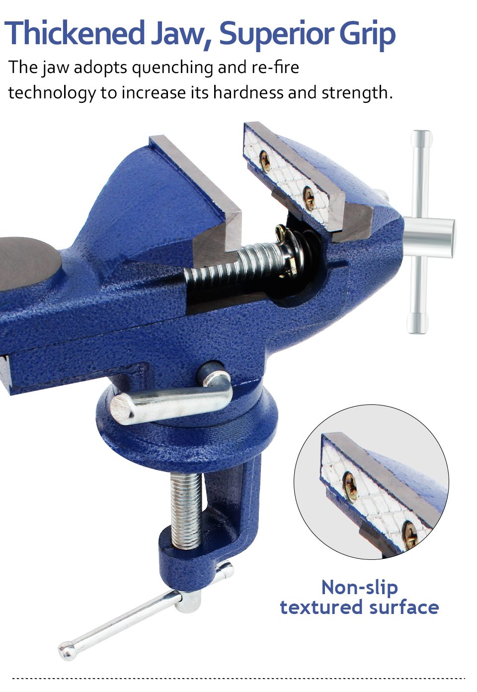 3 Inch Universal Table Vise 360 Degree Swivel Base Quick Adjust