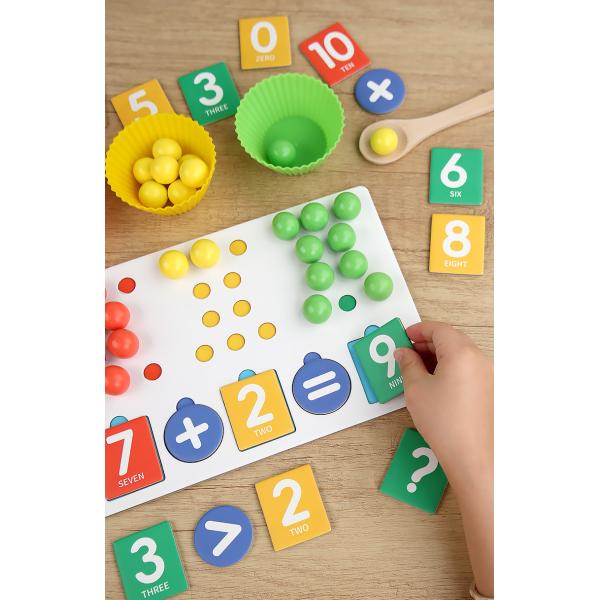 2024 Wooden Number Cognitive Educational Number Matching Toy Wooden Clip Beads Game Counting Toy