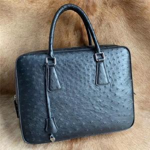 Wholesale Authentic Ostrich Skin Key Lock Closure Businessmen Large Briefcase Laptop Purse Genuine Leather Male Working Handbag from china suppliers
