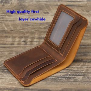 Wholesale Vintage Animal Prints Rfid Holder Real Leather Purse for Men's Crazy Horse Slim Wallet from china suppliers