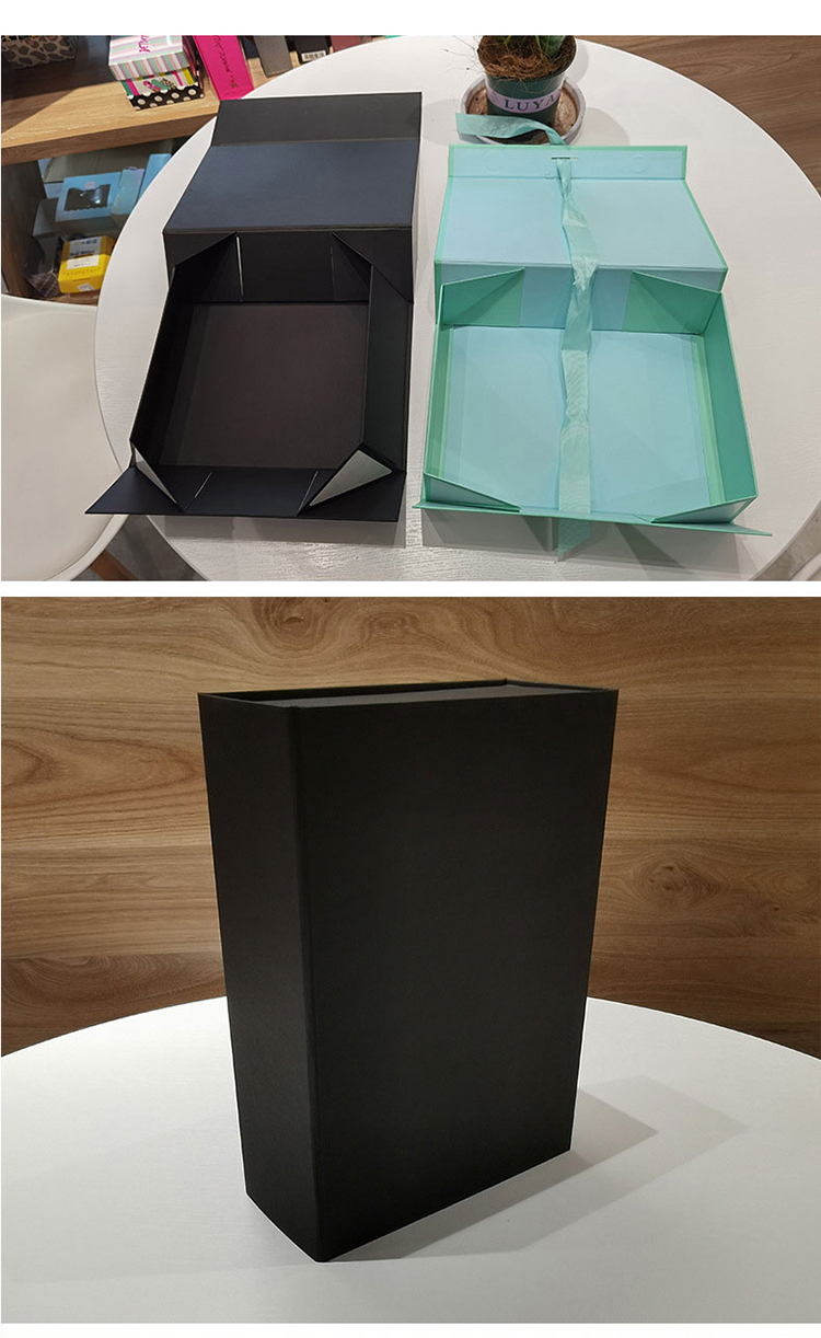 Cardboard gift box Folding Paper Flat Packing Luxury Magnetic Gift Box with ribbon for clothing and shoes