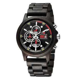 Wholesale Man Black Ebony Wooden Quartz Watch Luminous Calendar Casual Business1010-2 from china suppliers