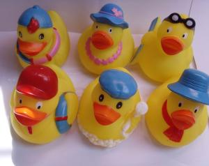 Wholesale Mini Yellow Bathtub Weighted Squeezing Rubber Ducks Surfing / Swimming Design from china suppliers