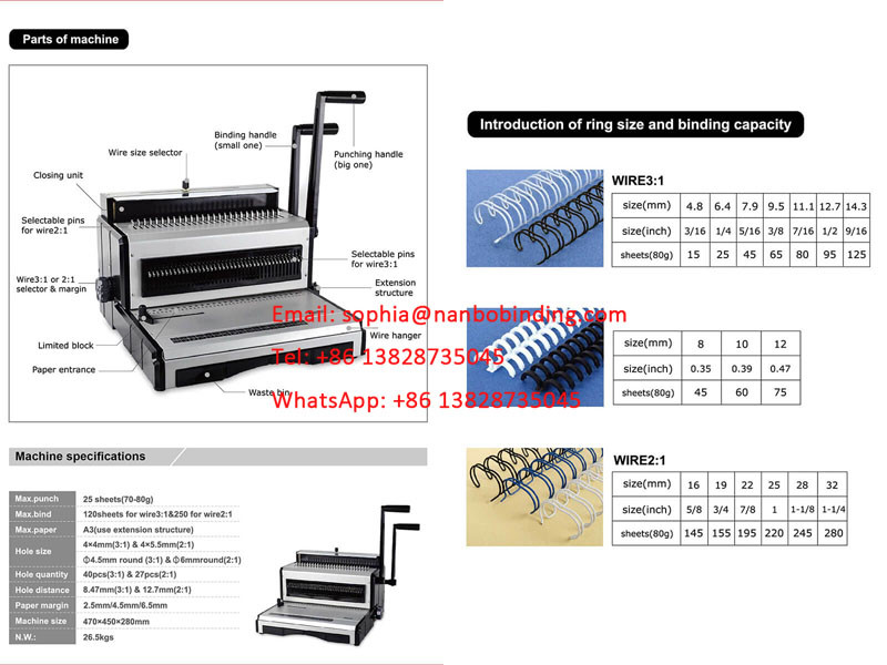 Wire 3/1 Wire 2/1 Multifunctional Desktop Binding Machine