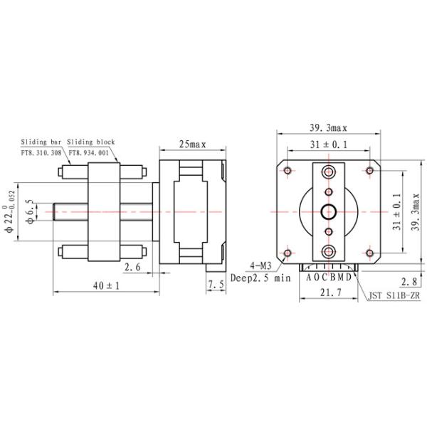 25mm 12V NEMA 16 Stepper Motor With Lead Screw Captive Stepper Motor 4 Phase