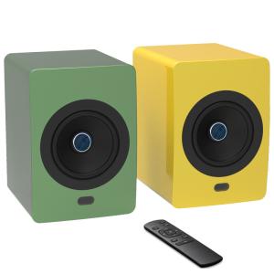 Wholesale Powered Bookshelf Bluetooth TWS Speakers Wireless Wooden Cabinet HiFi Stereo Loudspeaker from china suppliers