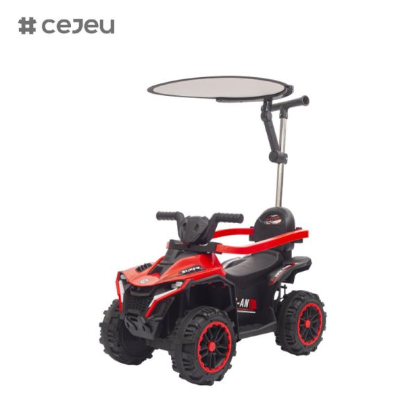 FRY-868-1 Push Handle Kids Ride On Car With Canopy,Safety Guard,Early Education,Kids ATV,Electric Kids Ride On Car