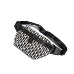 Thread Pattern Men's Travel Waist Bag Large Capacity PU Leather Crossbody Bag