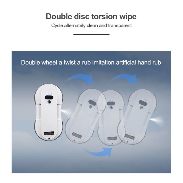 Dual Holes Water Spray Round Type Window Cleaning Robot Vacuum Cleaner with Auto Spray