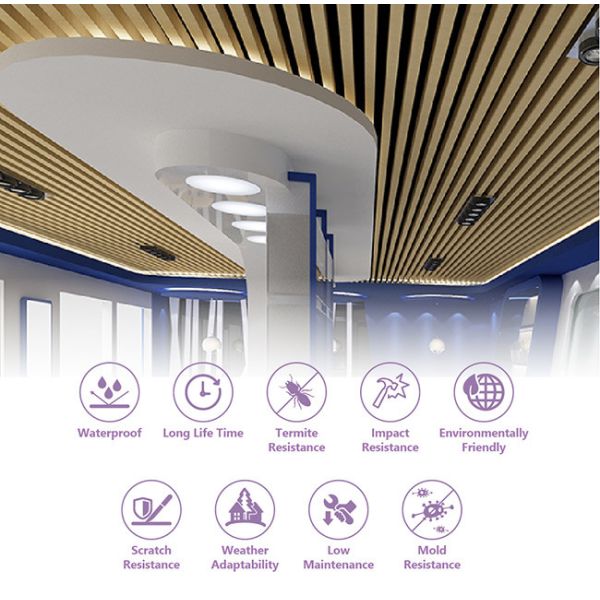 No Painting Fireproof PVC Ceiling Panel Trim Recyclable 50x75mm