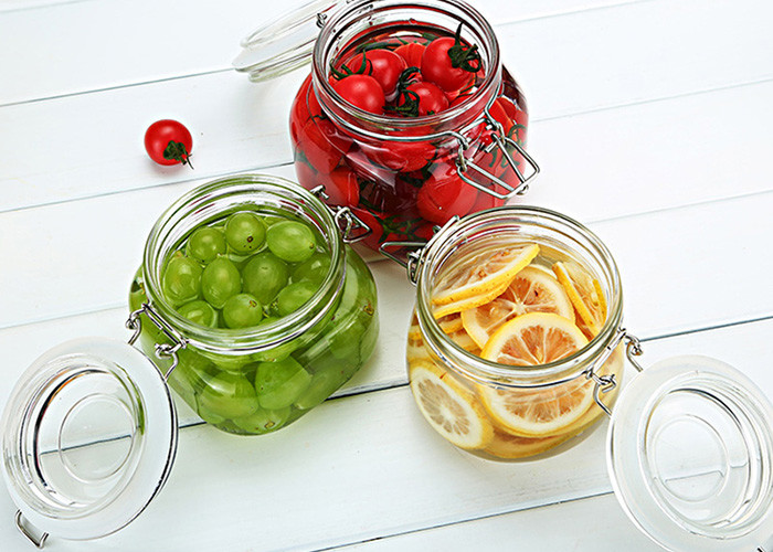 Round Sealable Shape Glass Jars Empty Transparent Glass Jar With Lid