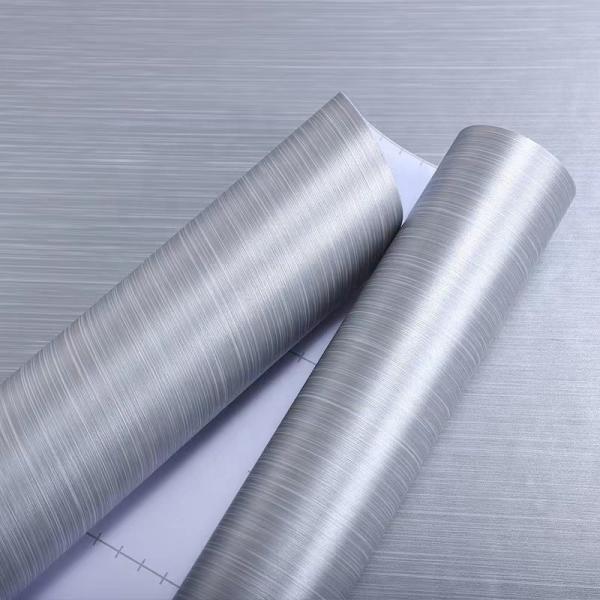PVC Silver Metallic Wallpaper Peel And Stick Stainless Steel Contact Paper For