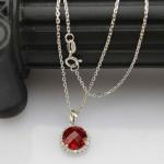 Sterling Silver Cable Chain 10mm Blue Topaz Cubic Zircon Pendant Necklace