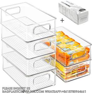 Wholesale Stackable Refrigerator Organizer Bins, 6 Pack Clear Kitchen Organizer Container Bins With Handles from china suppliers