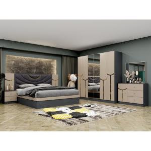 Wholesale Wholesale Cheap Luxury Wood Frame Double King Size Bed Set Modern Home Turkish Wooden MDF Full Bedroom Sets Furniture from china suppliers