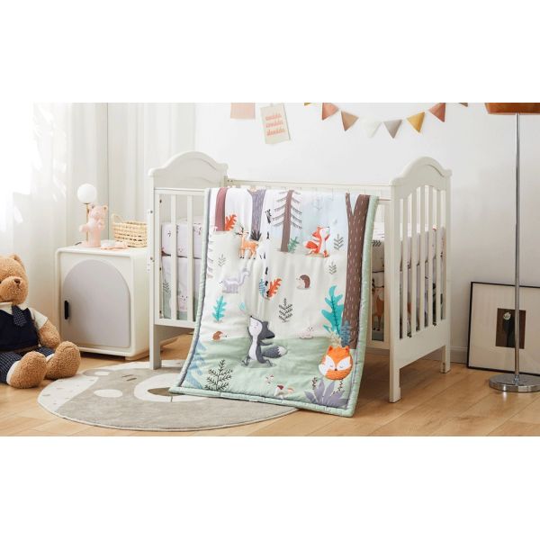 3 Piece Soft Crib Bedding Set Baby Crib Sets With Cartoon Style