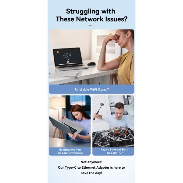 ESSAGER ES-OTG22 Series Type C USB C To Ethernet Adapter 100 1000 Mbps