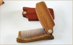 Folding anti-static wood comb 15-20cm green or red logo customized