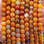 Spiritual Natural Darker Yellow Dragon Agate 8MM Round Loose Bead For Handmade