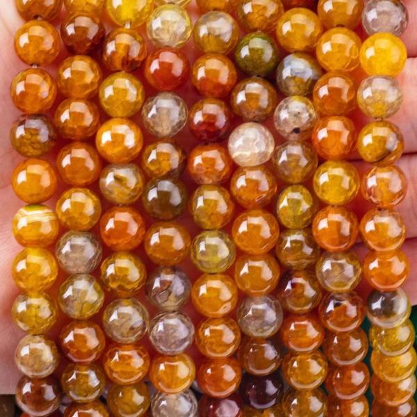 Spiritual Natural Darker Yellow Dragon Agate 8MM Round Loose Bead For Handmade