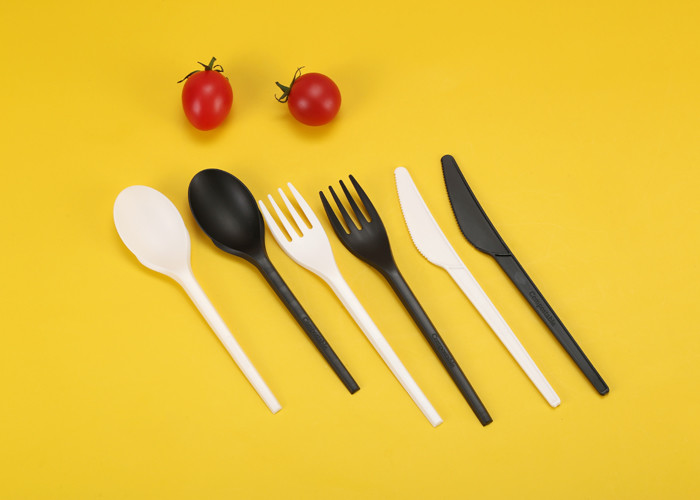 165mm 160mm 152mm Biodegradable CPLA Forks Spoons Knives With Napkin