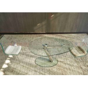 Extendable Flexible Multifunctional Dining Table With Two Leaf Glass Top